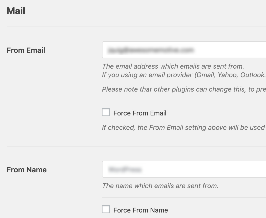 WP Mail SMTP wordpress görünüm postasında E-postadan ve Addan