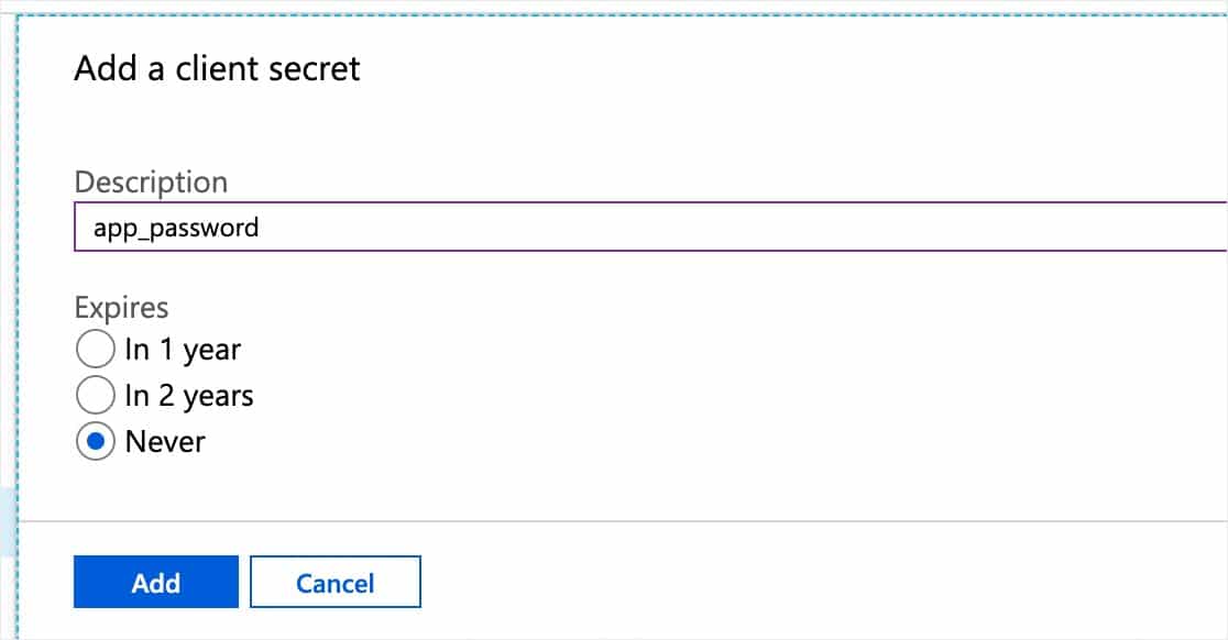 bir istemci gizli anahtarı microsoft örneği ekleyin