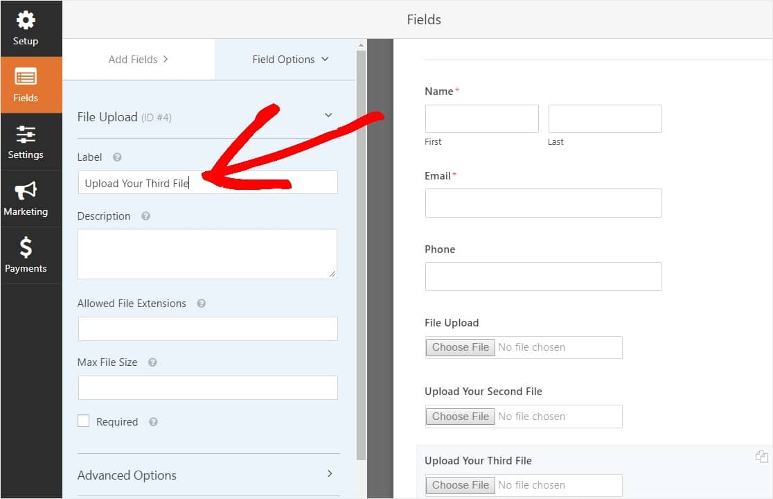 Benennen Sie Ihr Datei-Upload-Formular im Formular für das WordPress-Upload-Widget