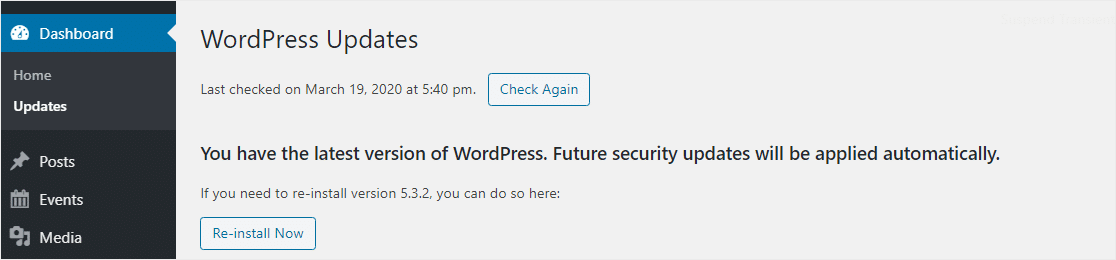 perbarui ke versi terbaru wordpress