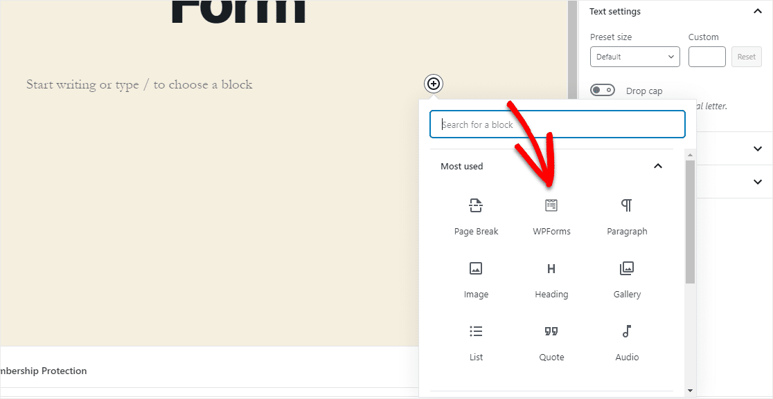 구텐베르크의 wpforms 아이콘