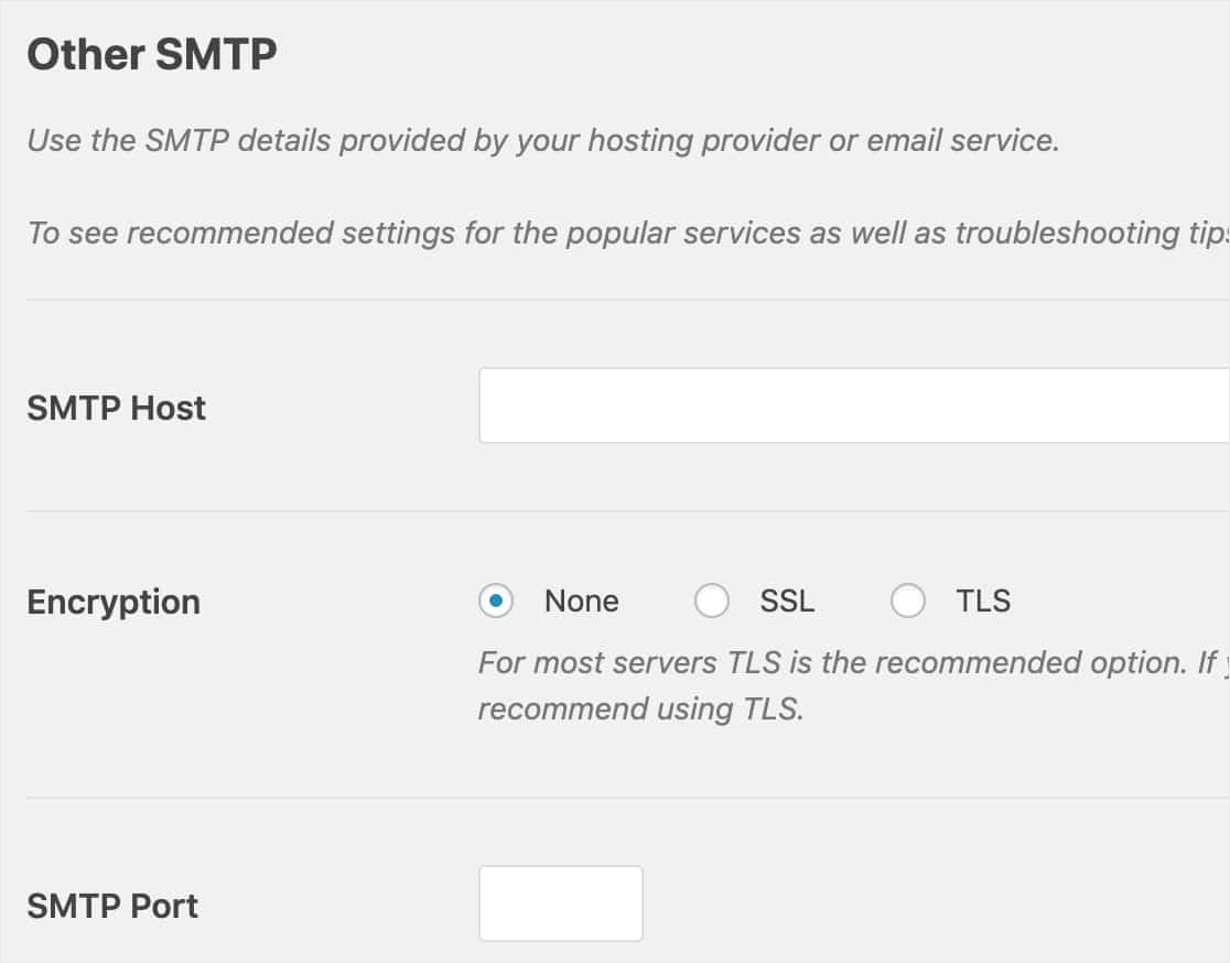 กำหนดการตั้งค่า SMTP อื่นๆ