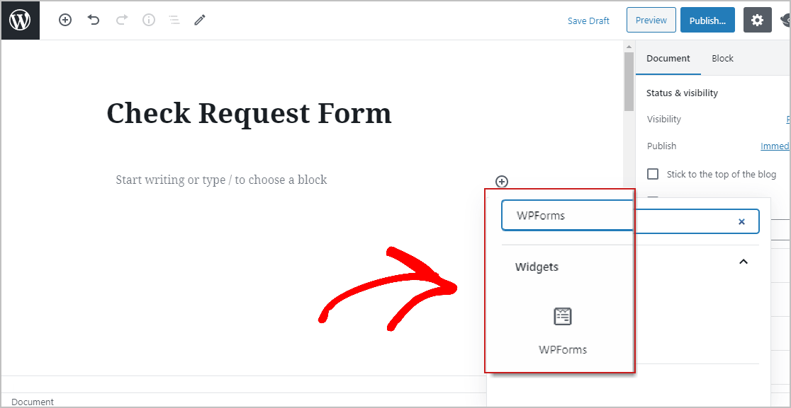Klicken Sie auf das WPForms-Symbol