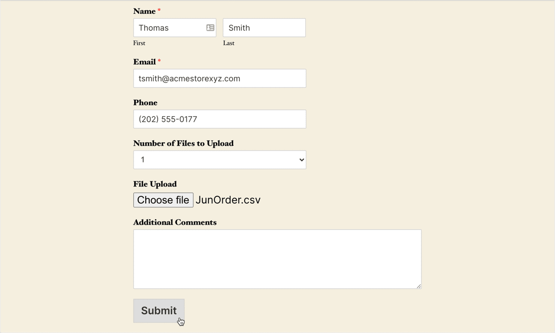 Formularz przesyłania CSV w WordPress
