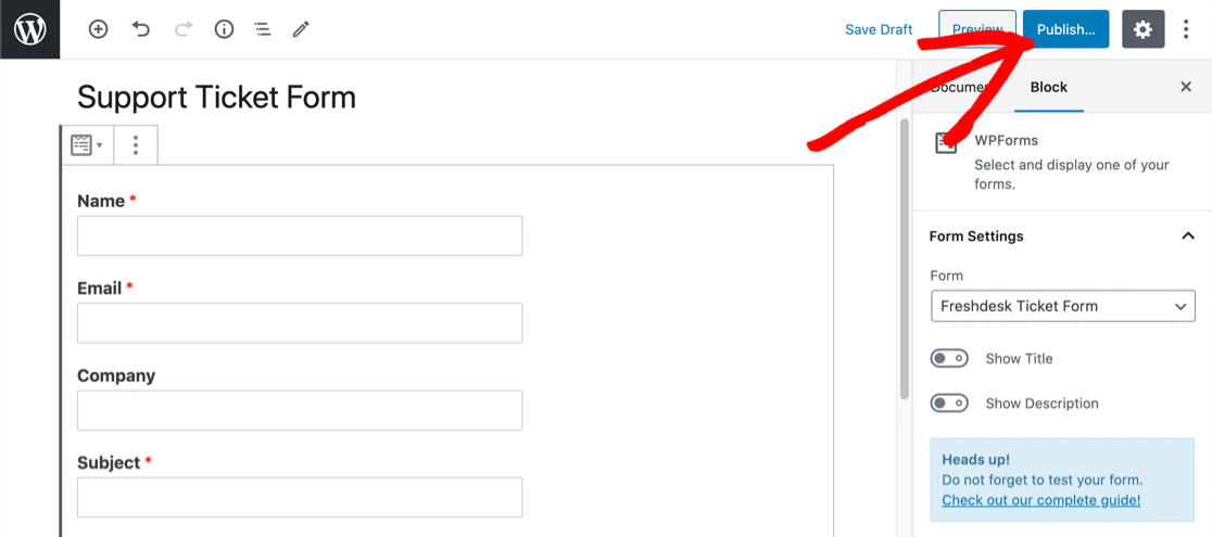 Publicar formulário Freshdesk WordPress
