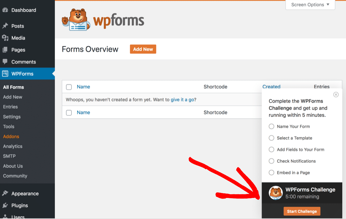 改進的 wpforms 挑戰顯示