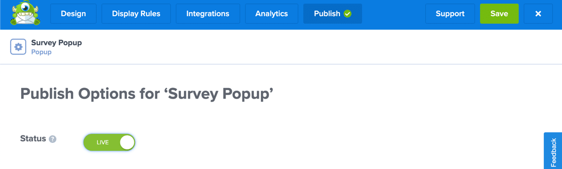 Ustaw status wyskakującej ankiety na aktywną