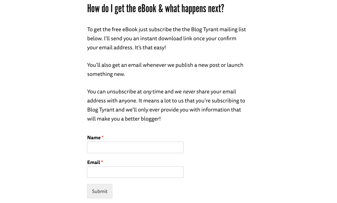 BlogTyrant Newsletter-Anmeldeformular