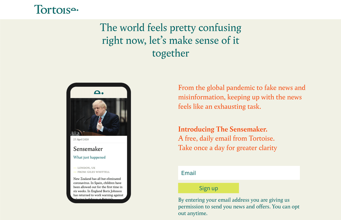 Beispiel für ein Anmeldeformular für den Landingpage-Newsletter