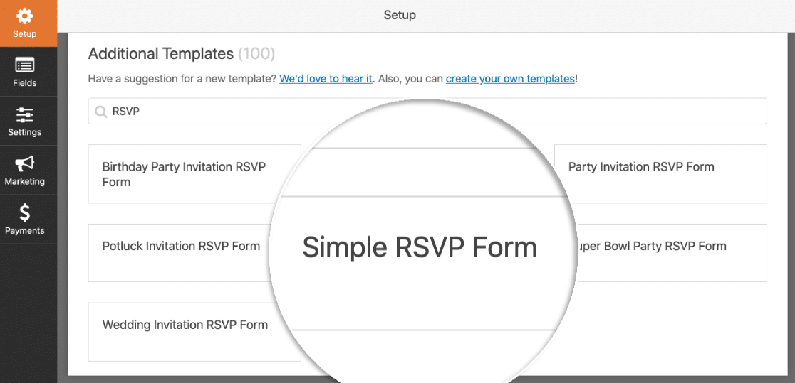 Plantilla simple de formulario RSVP para WordPress