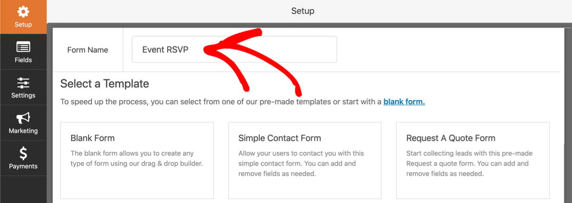 Nombre su formulario RSVP en WordPress