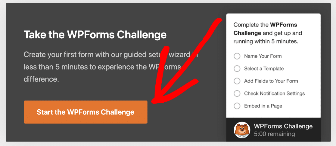 WPForms 챌린지 받기