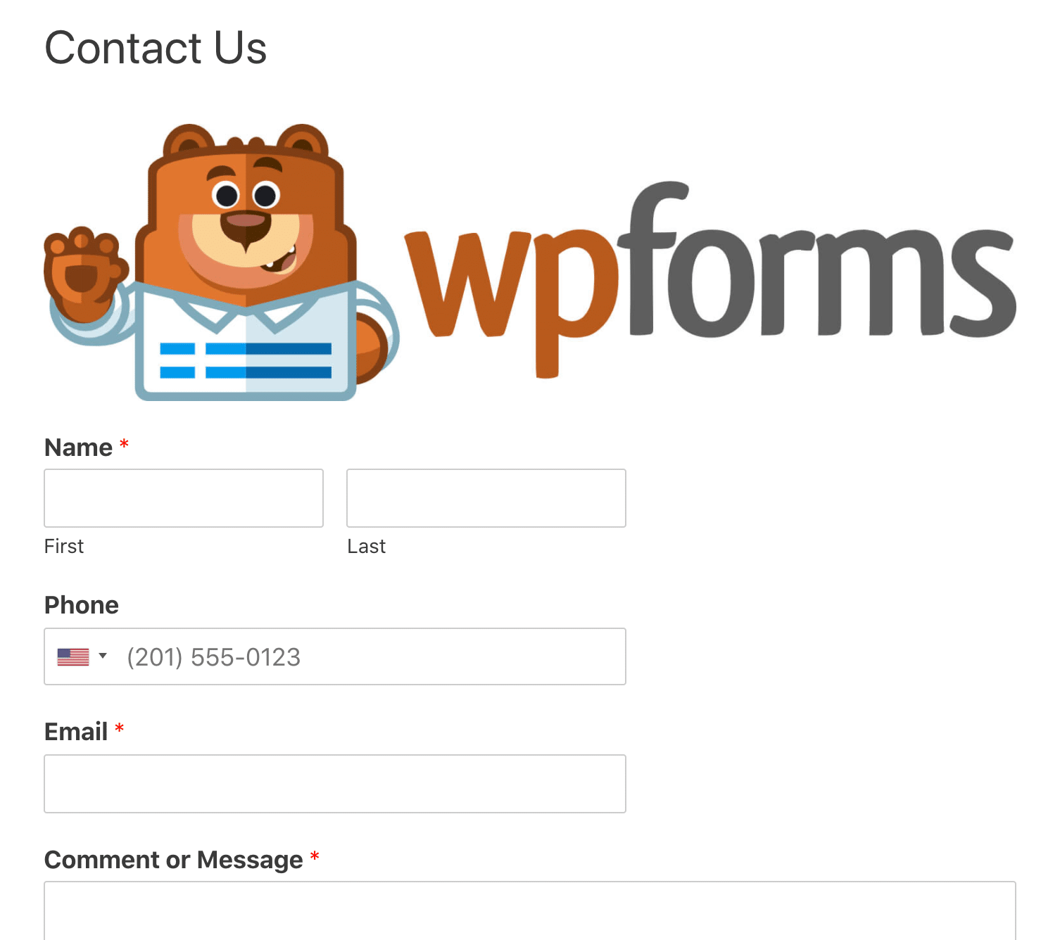 Opublikowany formularz graficzny w WordPress