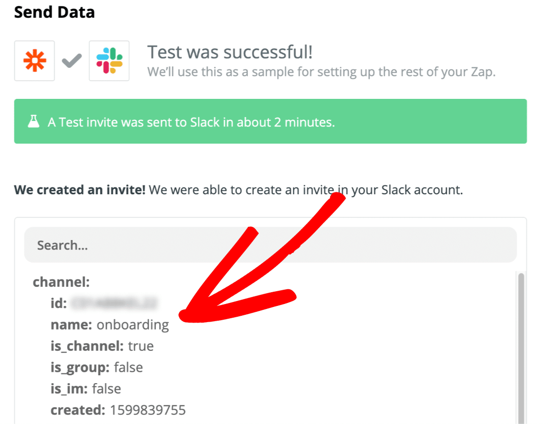 Test de succes în Zapier