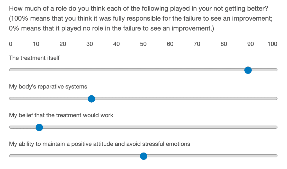 Exemplo de questionário com controle deslizante de número