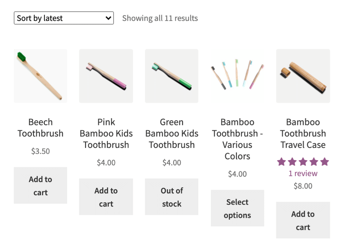 Contoh daftar toko online WooCommerce