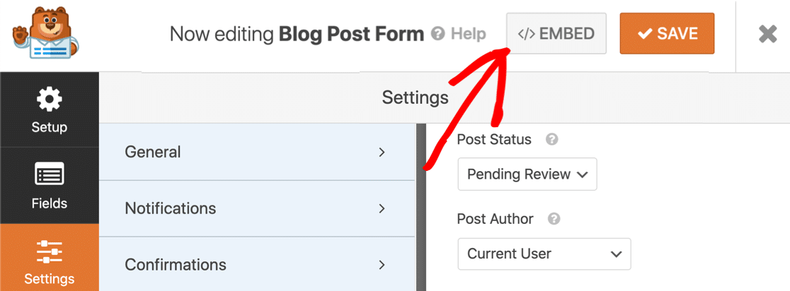 ฝังผู้ใช้ส่งแบบฟอร์มโพสต์ใน WordPress