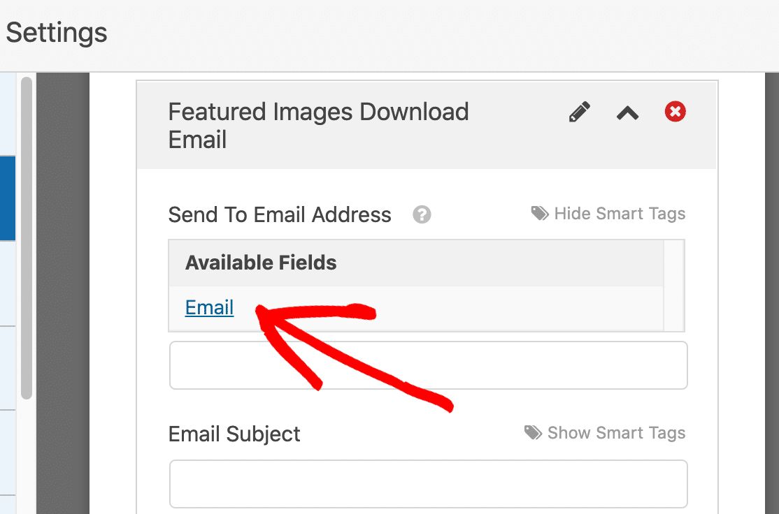 Dodaj tag inteligentny do pola e-mail