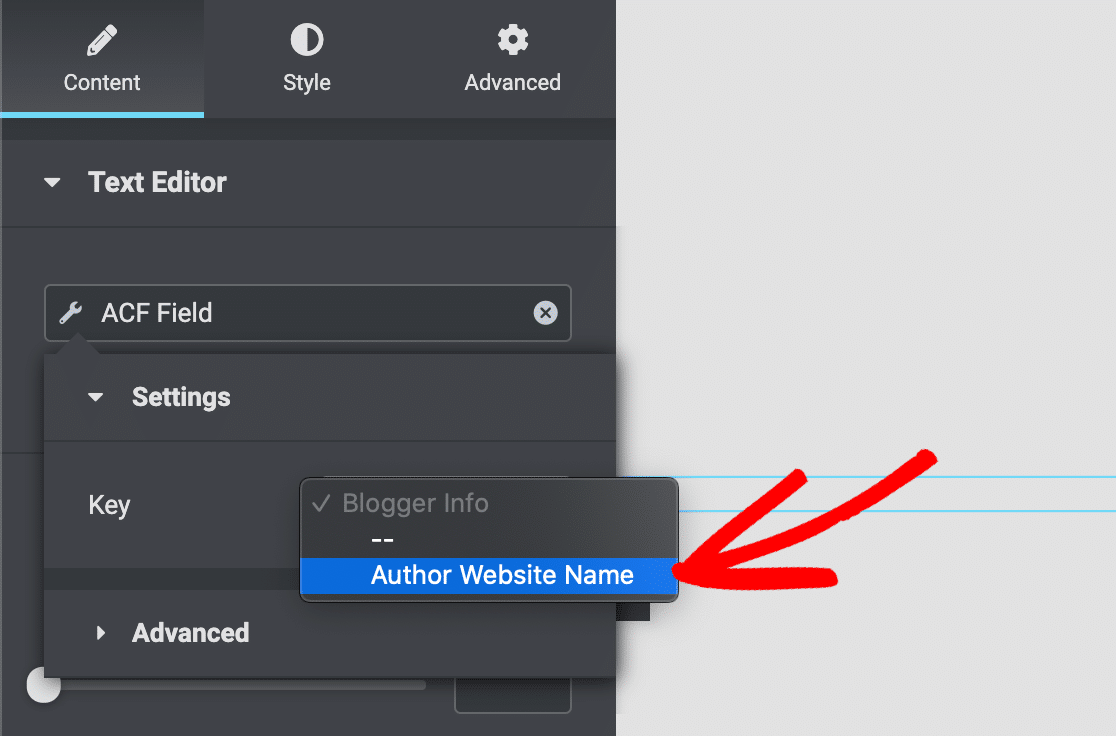 Aggiungi un campo personalizzato avanzato in Elementor