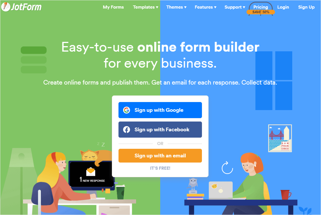 jotform منشئ النماذج عبر الإنترنت