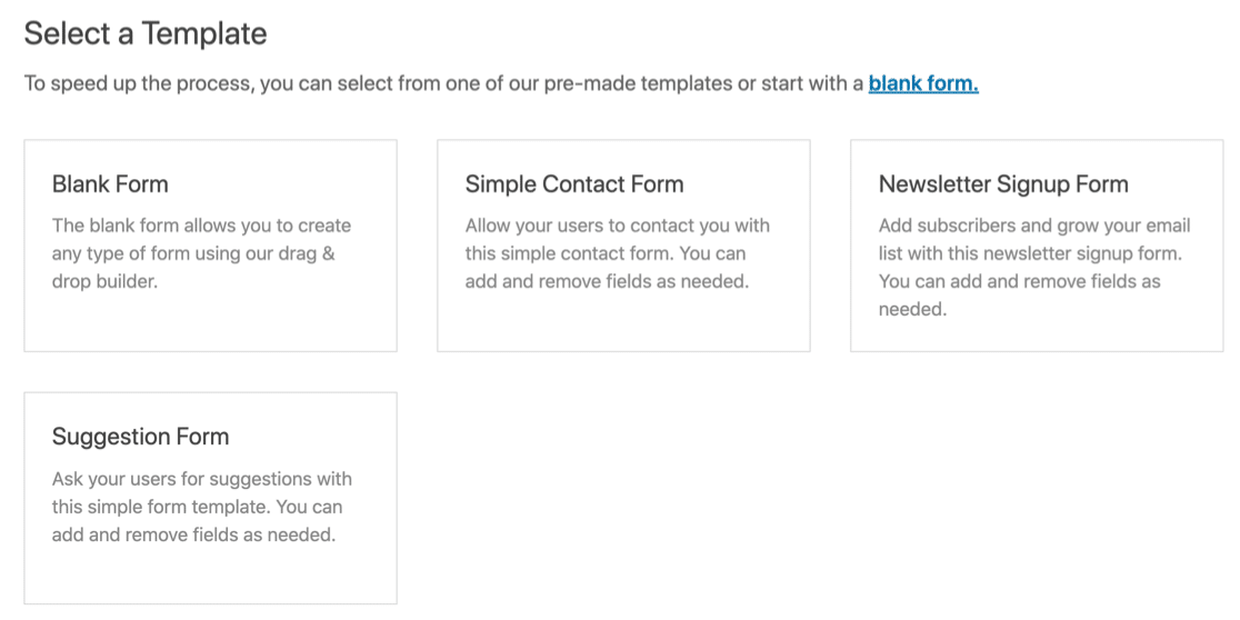 เทมเพลต WPForms Lite
