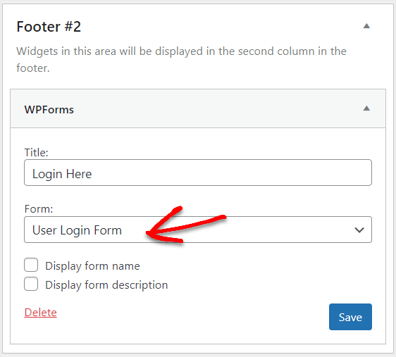 사이드바 wpforms 위젯에 로그인 양식 표시