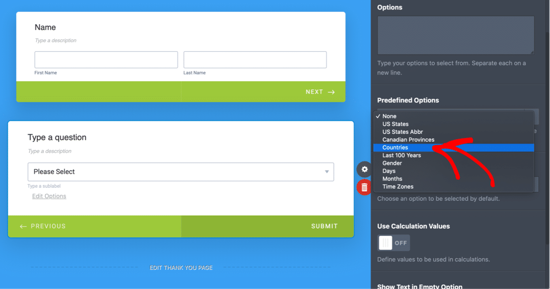 JotForm massal menambahkan pilihan dalam dropdown