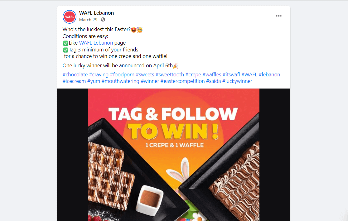 marcar ideias de brindes do Facebook