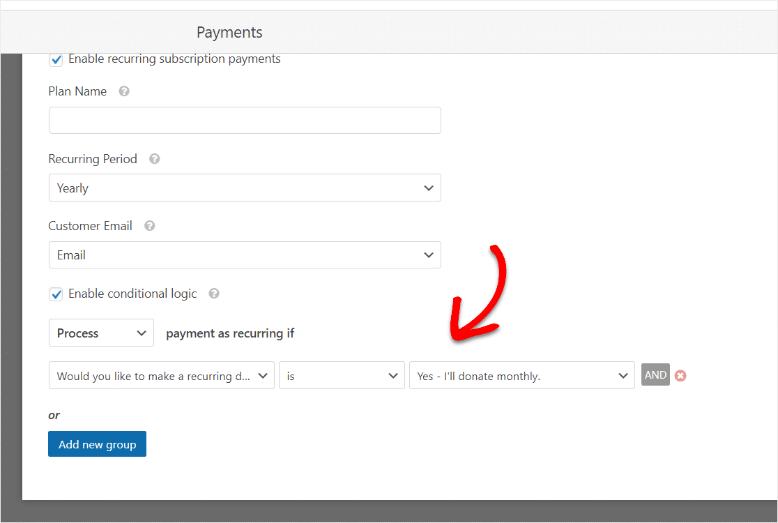 การตั้งค่าการบริจาคซ้ำที่ไม่แสวงหากำไรใน wpforms