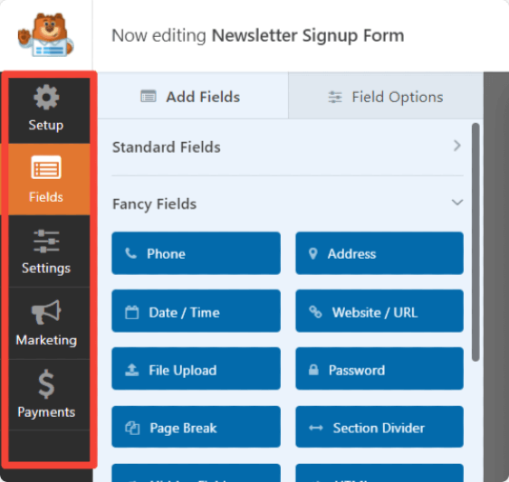 WPForms 고급 옵션