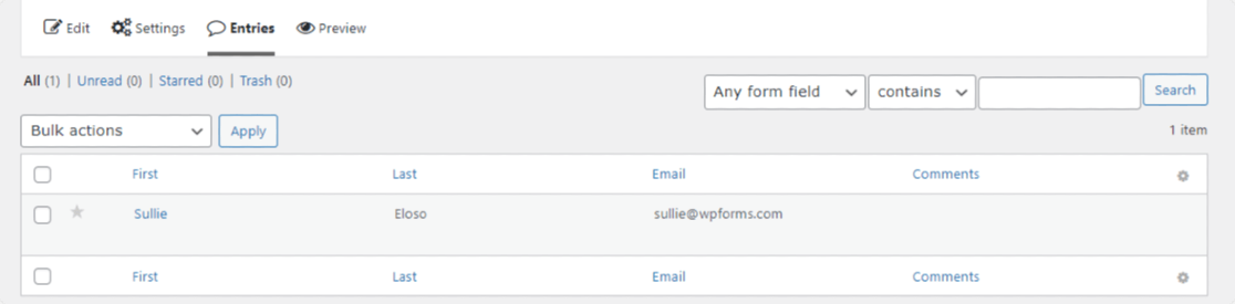 WPForms 입력 영역