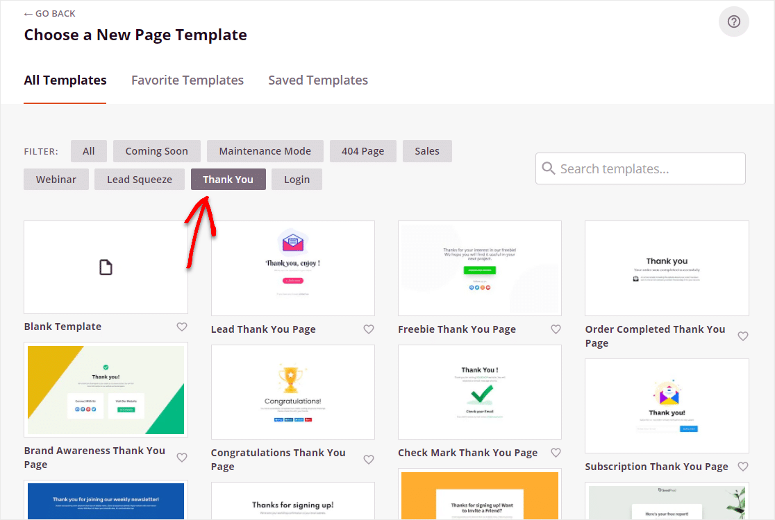 seedprod ขอบคุณตัวอย่างเทมเพลต wordpress หน้า