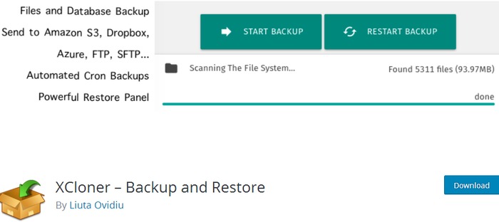 Plugin di backup senza xcloner
