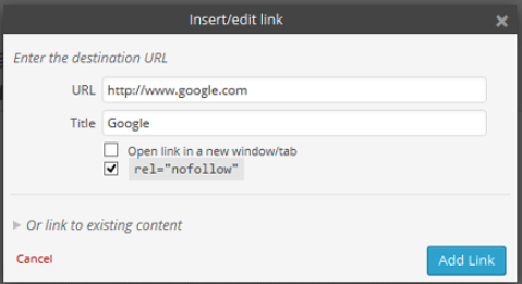 Plugin per la casella di controllo Nofollow di WordPress Rel