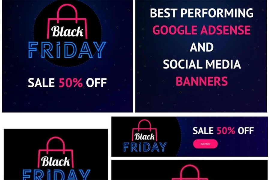 18 الجمعة السوداء: حزمة Google AdSense وشعارات الوسائط الاجتماعية