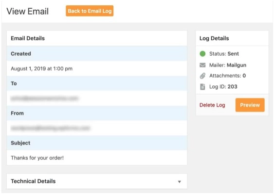 Registri e-mail di WordPress