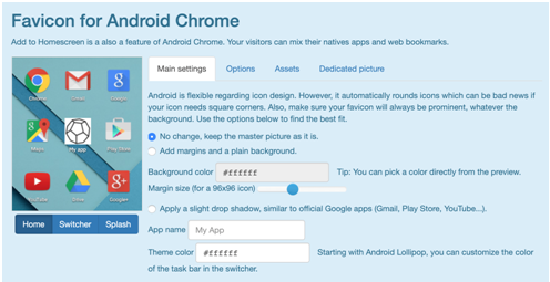 favicon per Android Chrome