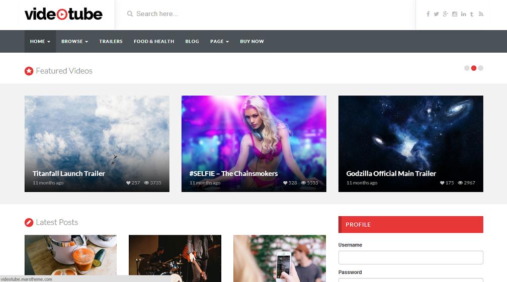 Tema WordPress di VideoTube
