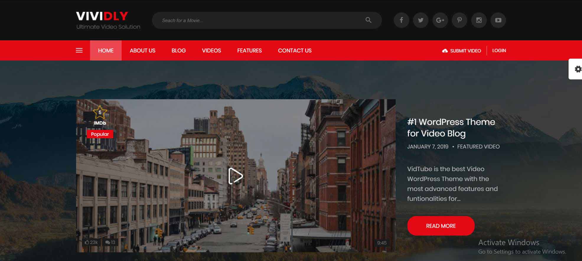 Tema del blog Vividly WordPress
