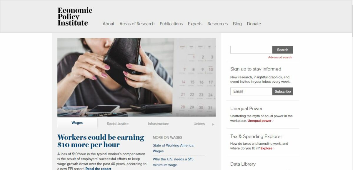 sito wordpress dell'istituto di politica economica