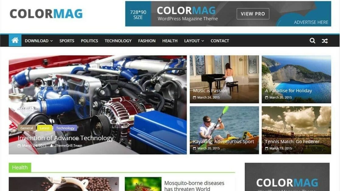 ธีมหนังสือพิมพ์ colormag wordpress