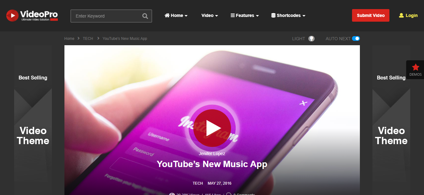 ธีมวิดีโอ videopro wordpress